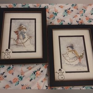 Peggy Abrams framed Snowman Art Prints